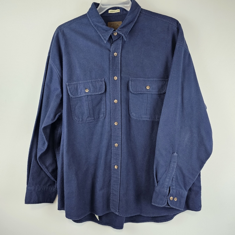 Vintage 1994 St Johns Bay Heavyweight Blue Chamois Cloth Button Down Shirt XXL